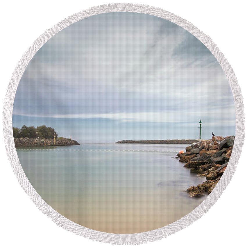 Tuncurry Rock Pool Round Beach Towel featuring the digital art Tuncurry rock pool 372 by Kevin Chippindall