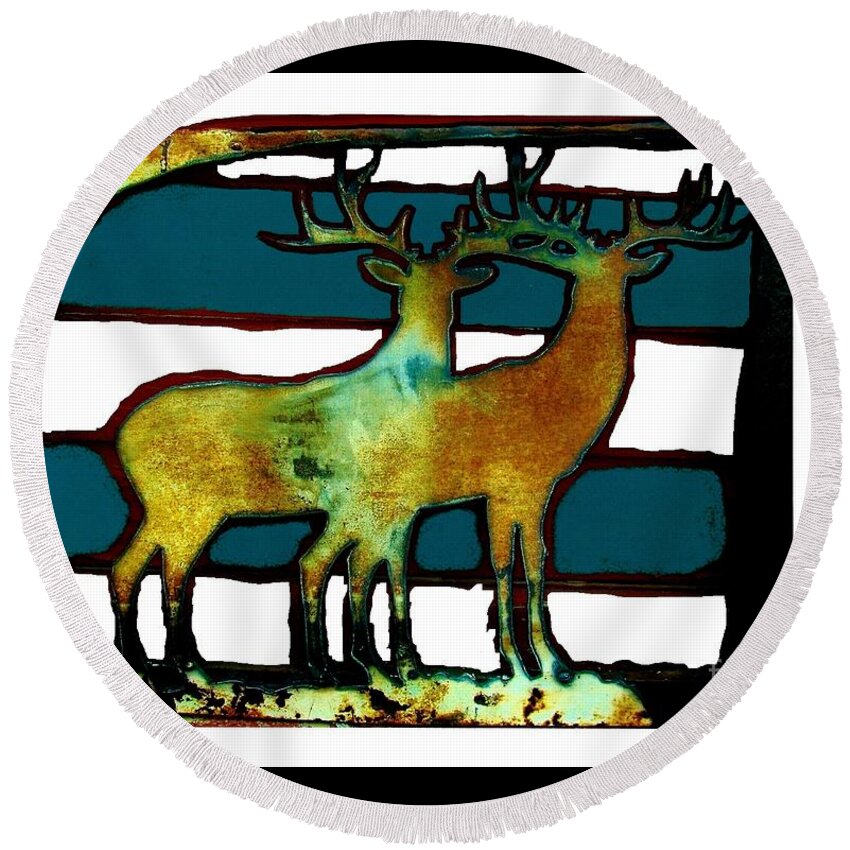 Buck Round Beach Towel featuring the photograph Two Bucks 3 by Larry Campbell