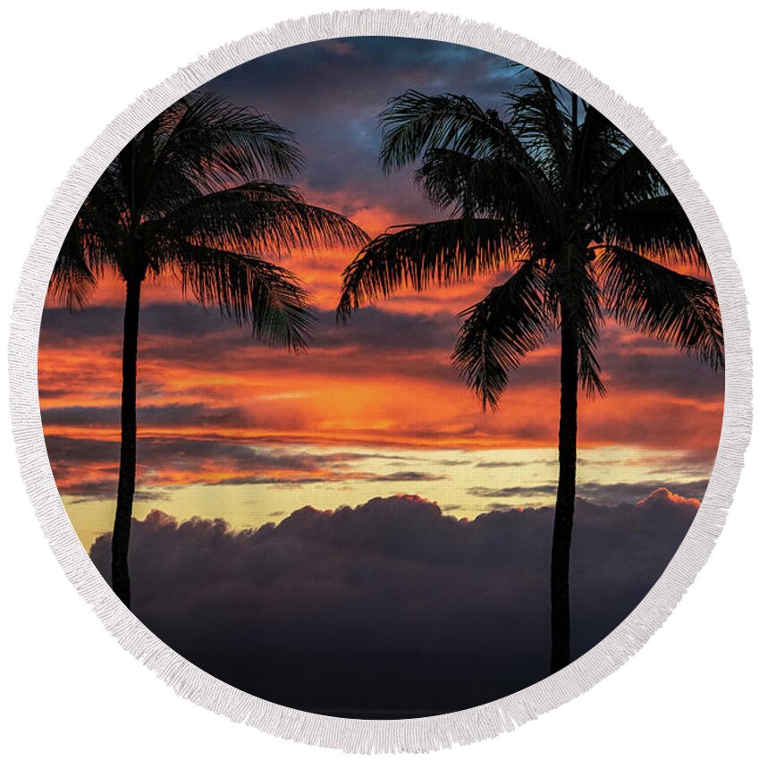 Hawaii Round Beach Towel featuring the photograph Two Coconuts by G Lamar Yancy