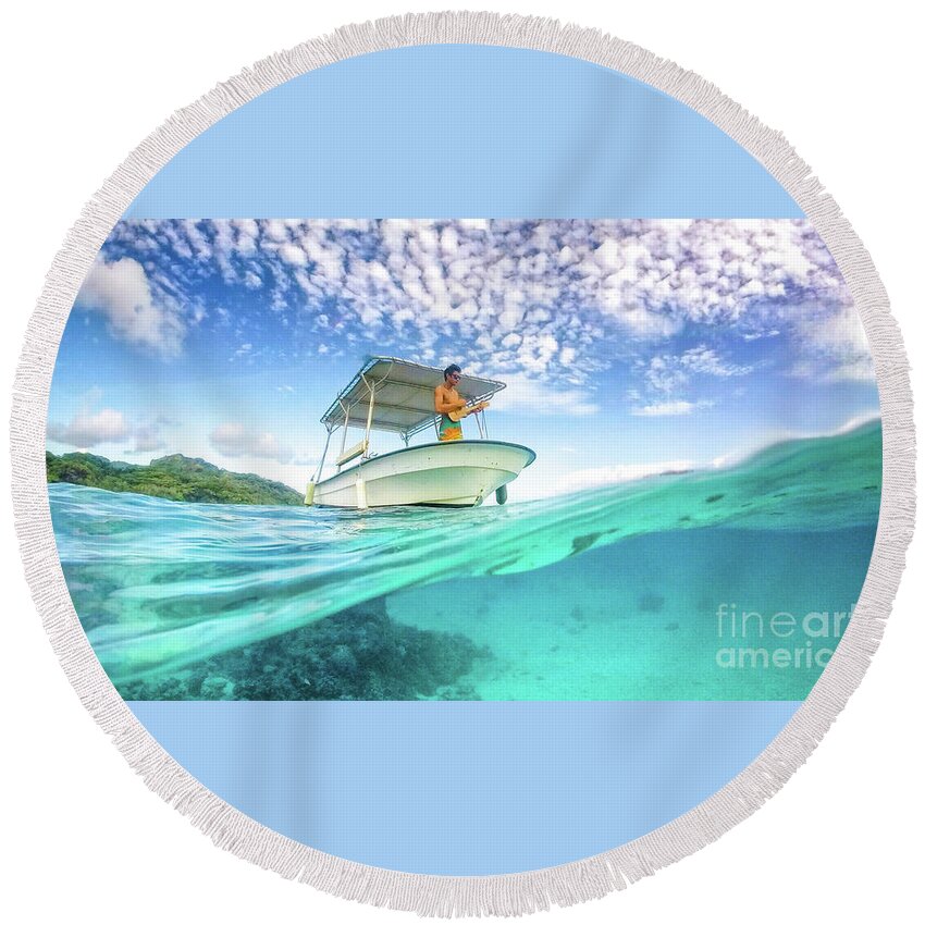 Ukelele Round Beach Towel featuring the photograph Ukelele Serenade by Becqi Sherman
