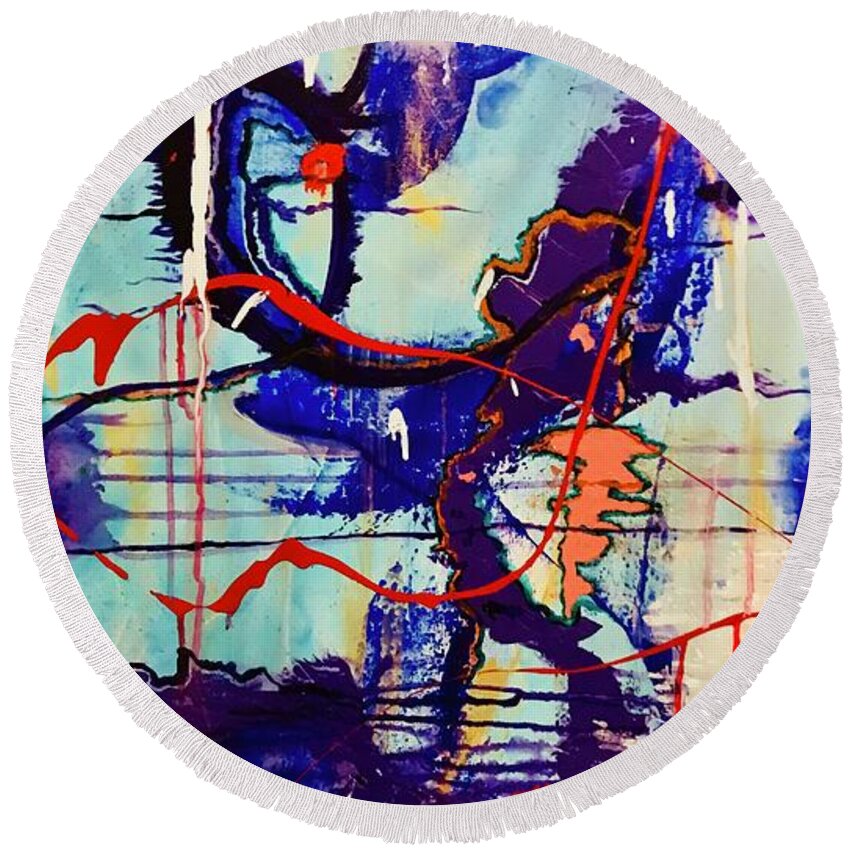 Acrylic Round Beach Towel featuring the painting Untitled 3 by Laura Jaffe