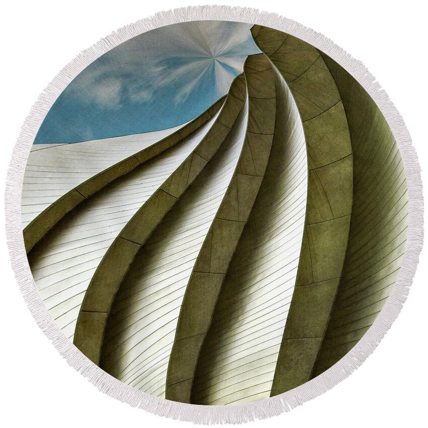 Kauffman Performing Arts Center Round Beach Towel featuring the photograph Variations On Kauffman by Doug Sturgess