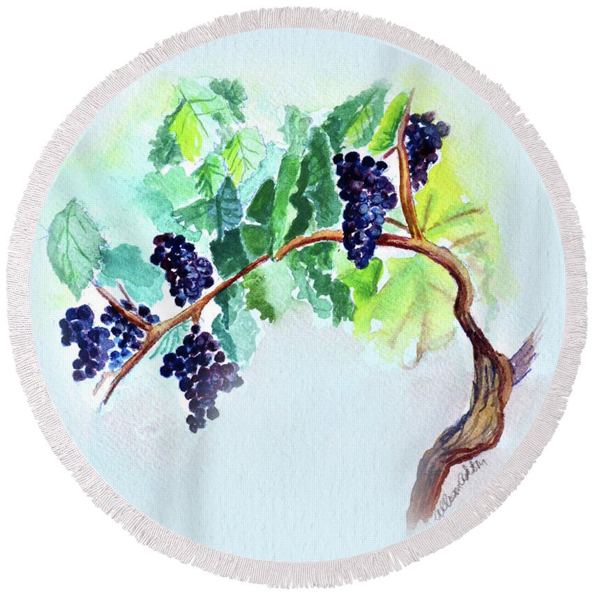 Vine Round Beach Towel featuring the painting Vine and Branch by Allison Ashton