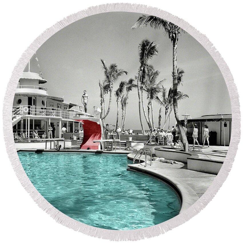 Vintage Miami Round Beach Towel featuring the photograph Vintage Miami 2 by Andrew Fare