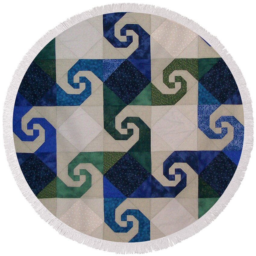 Quilt Round Beach Towel featuring the tapestry - textile Virginia Reel by Pam Geisel