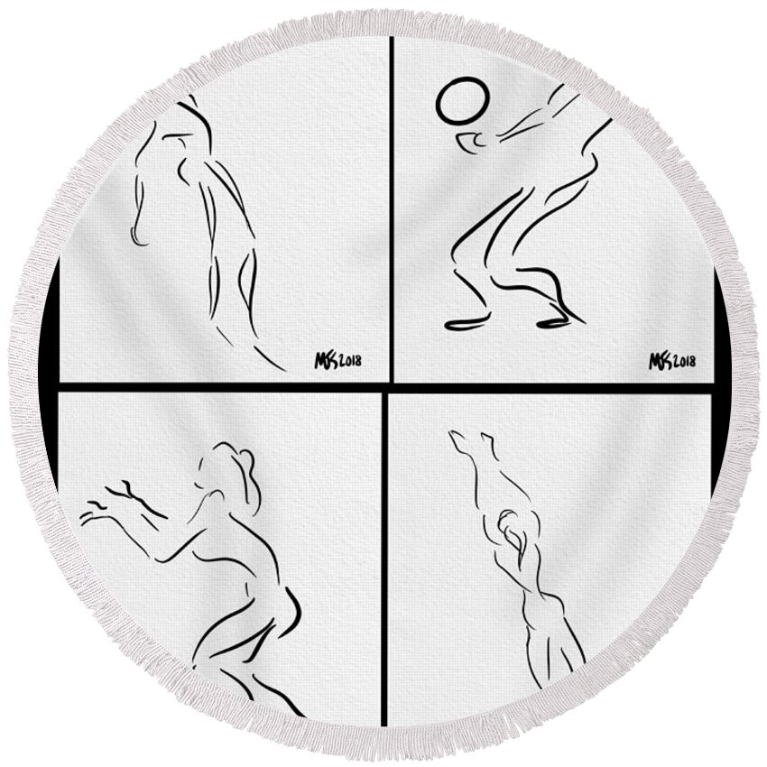 Figure Round Beach Towel featuring the digital art Volleyball by Michael Kallstrom