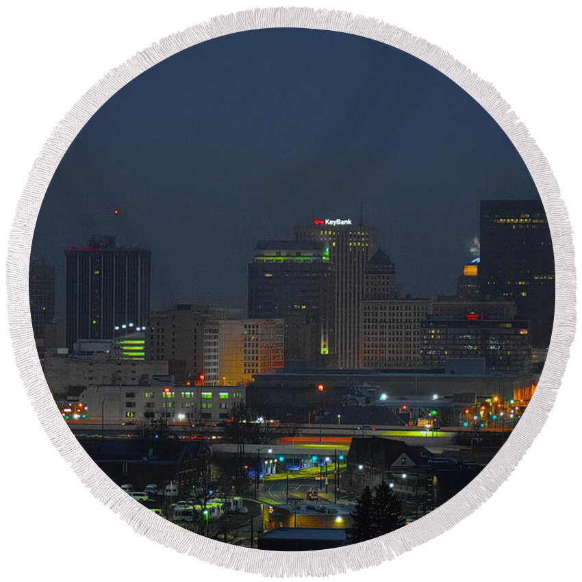  Round Beach Towel featuring the photograph Wake Up Dayton by Jack Wilson