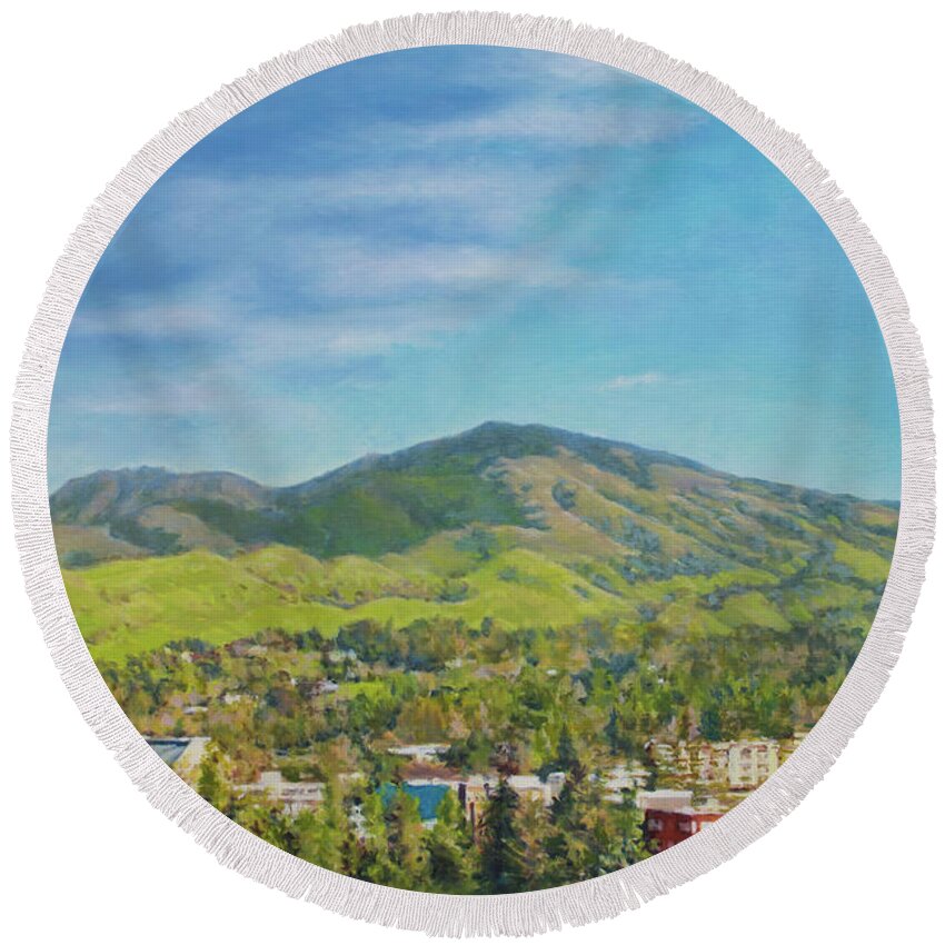 Diablo Round Beach Towel featuring the painting Walnut Creek in February by Kerima Swain