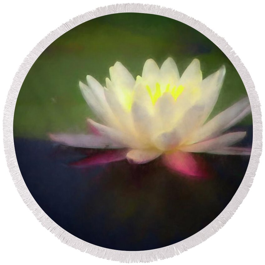 Flower Round Beach Towel featuring the digital art Water Lily 1 by Steve DaPonte