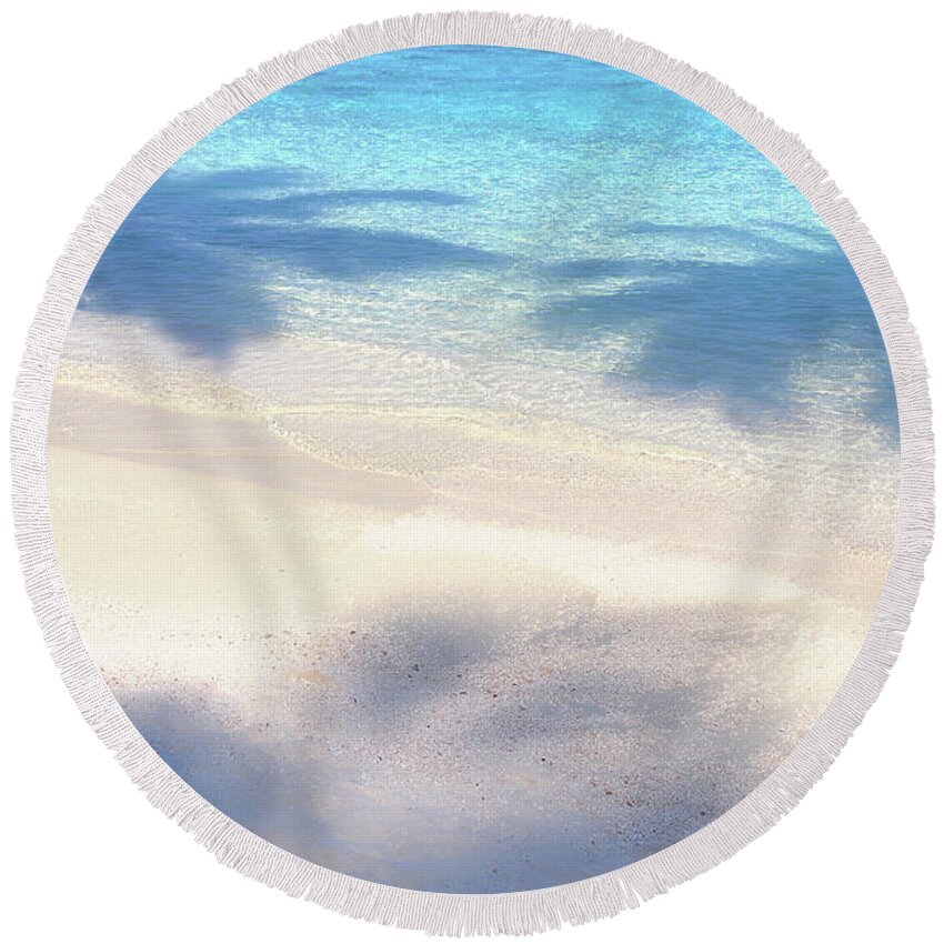 Jenny Rainbow Fine Art Photography Round Beach Towel featuring the photograph Water Shadows of Whispering Palms by Jenny Rainbow