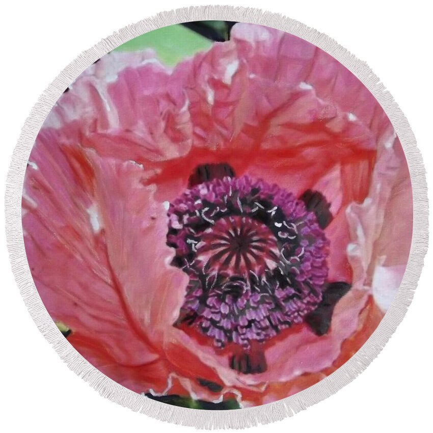 Flowers Round Beach Towel featuring the painting Wavy Petals by Cara Frafjord