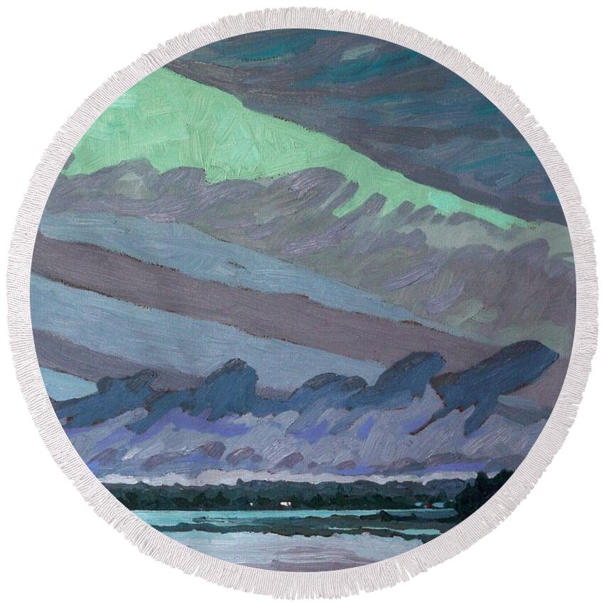 2243 Round Beach Towel featuring the painting Wet June Morning by Phil Chadwick
