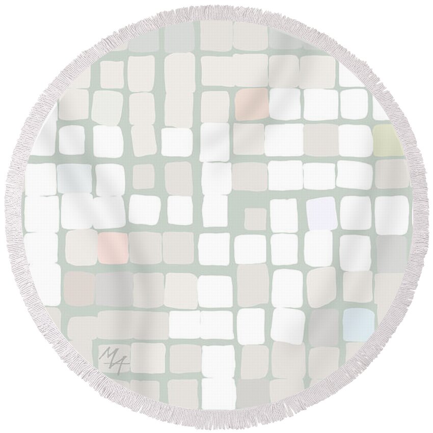 White Round Beach Towel featuring the digital art White by Attila Meszlenyi