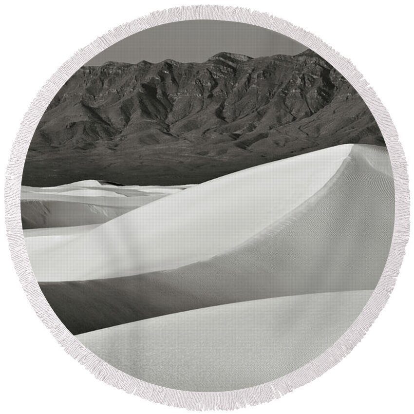 White Sands Round Beach Towel featuring the photograph White Sands And San Andres Mountains by Robert Woodward