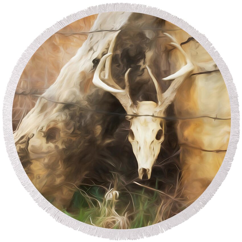 Kansas Round Beach Towel featuring the photograph White-tail Deer 009 by Rob Graham
