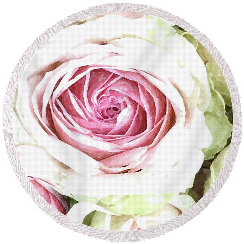 Pink Roses Round Beach Towel featuring the photograph Wild Pink Roses by Andrea Kollo