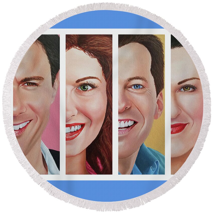 Will And Grace Round Beach Towel featuring the painting Will and Grace by Vic Ritchey