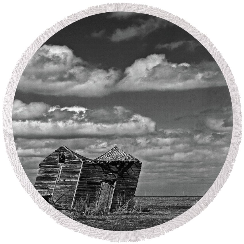 Kansas Round Beach Towel featuring the photograph Windblown by Tiffany Whisler