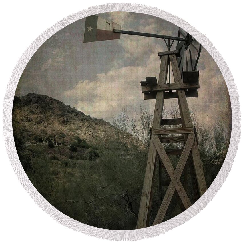 Antique Round Beach Towel featuring the photograph Windmill by Darryl Brooks