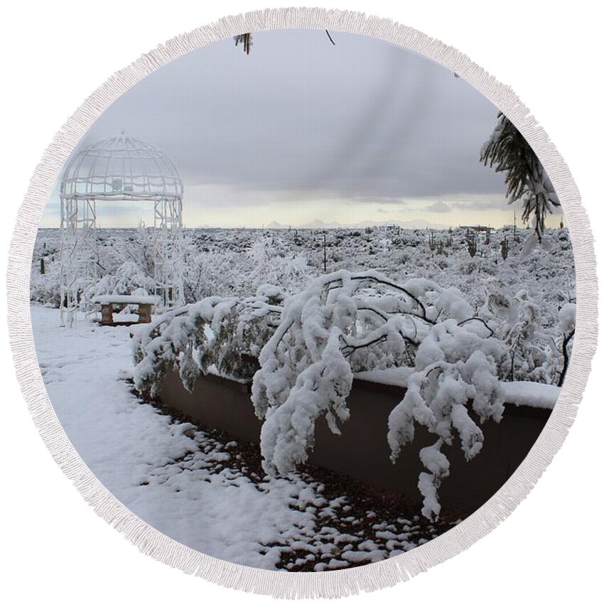 Winter Round Beach Towel featuring the photograph Winter in Arizona No.1 by Kume Bryant