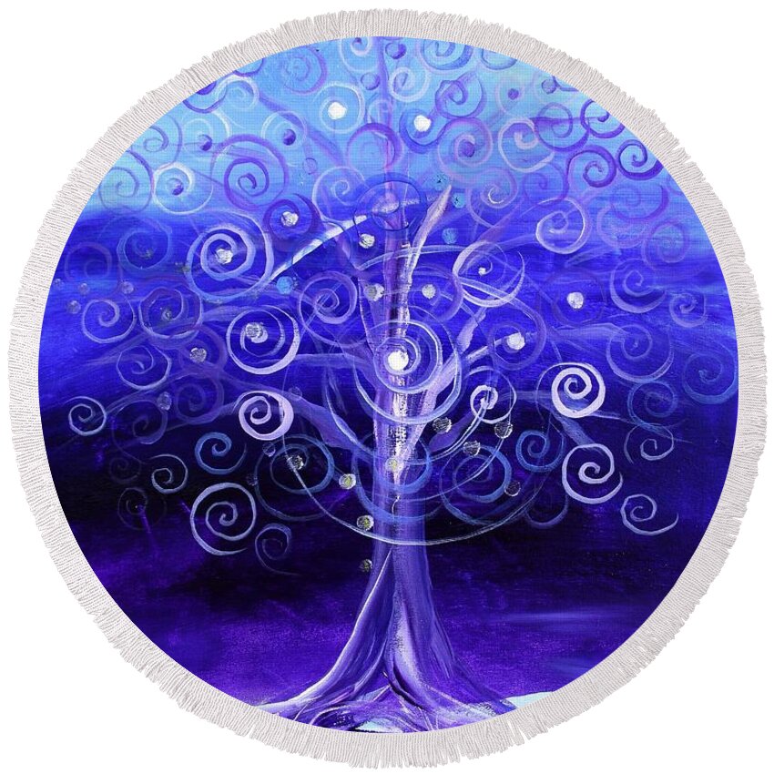 Tree Round Beach Towel featuring the painting Winter Tree, One by J Vincent Scarpace