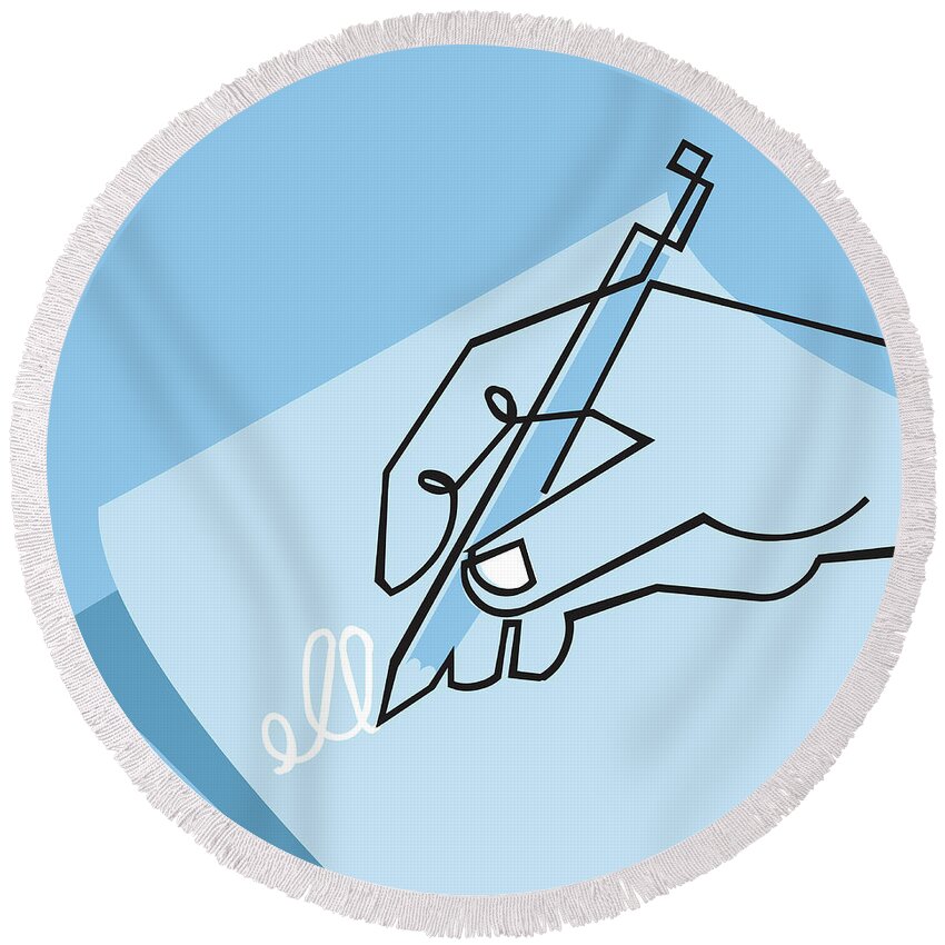 Writing A Letter Round Beach Towel Writing A Letter Round Beach Towel