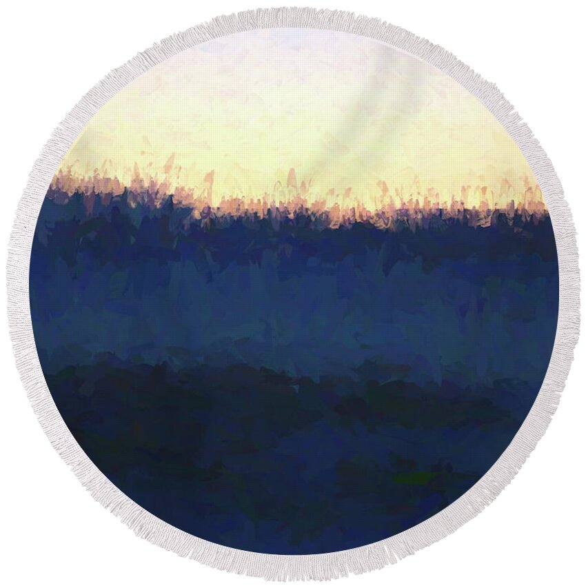 Wyoming Round Beach Towel featuring the digital art Wyoming Landscape II by Cathy Anderson