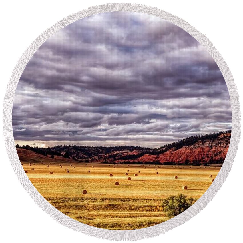 Wyoming Round Beach Towel featuring the photograph Wyoming Pastoral by Mountain Dreams