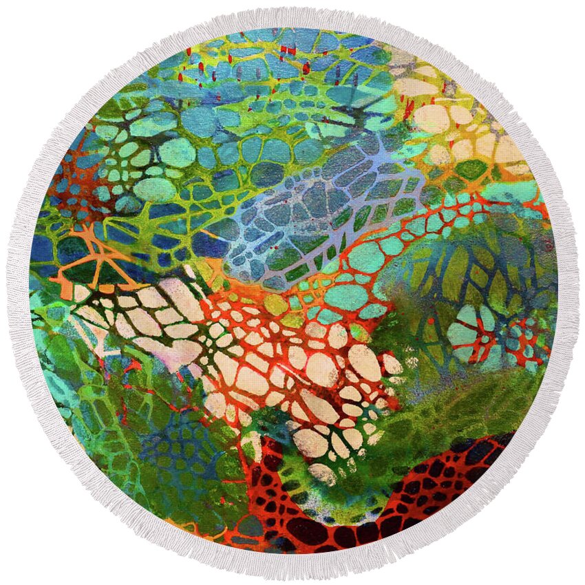  Round Beach Towel featuring the painting Xylem by Polly Castor