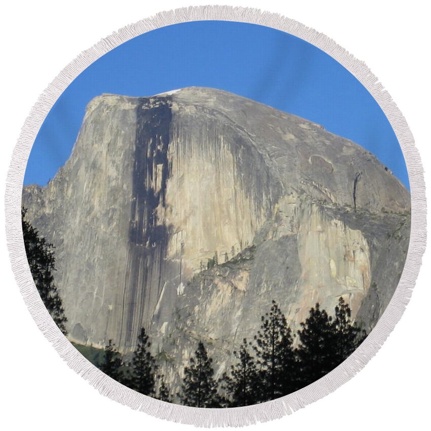 Yosemite Round Beach Towel featuring the photograph Yosemite National Park Half Dome Rock by John Shiron