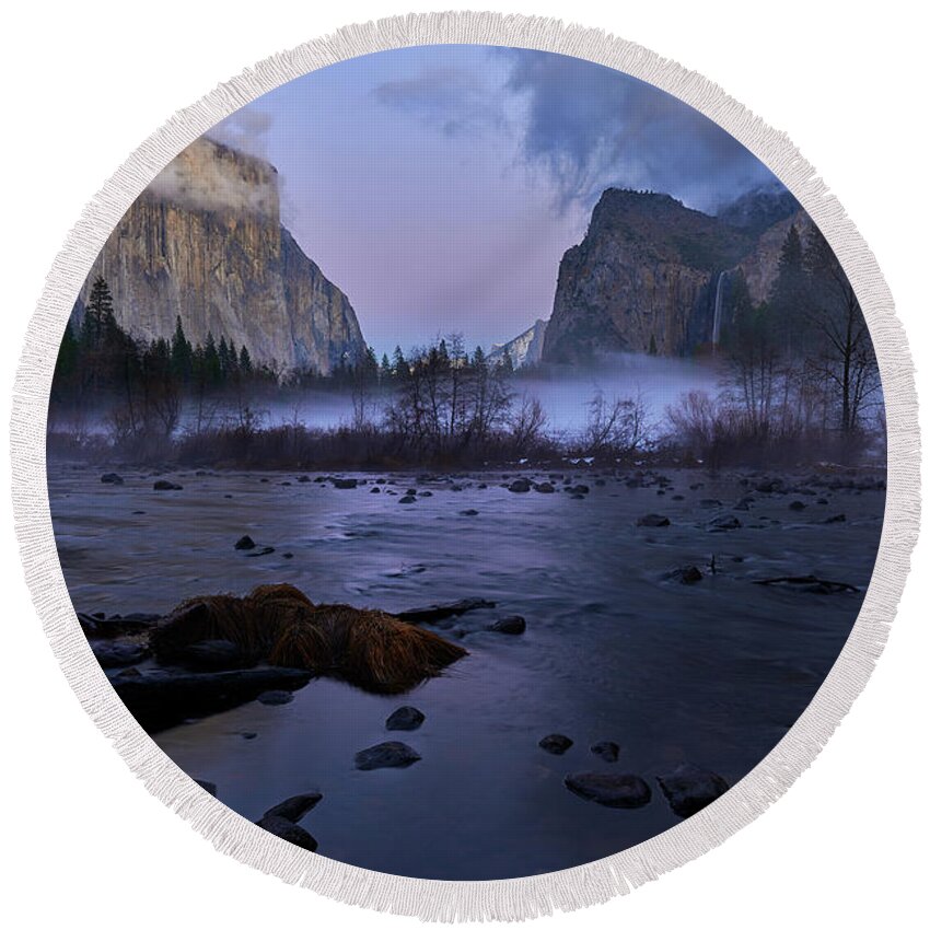 Yosemite Round Beach Towel featuring the photograph Yosemite Valley Floor by Jon Glaser
