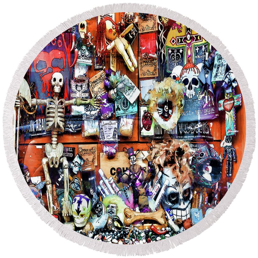 Voodoo Round Beach Towel featuring the photograph Zombie's House of Voodoo by Susan Rissi Tregoning