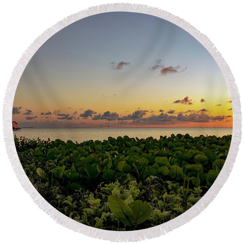 Anna Maria Island Round Beach Towel featuring the photograph Anna Maria Island Sunrise #1 by Robert Stanhope