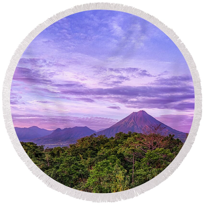  Round Beach Towel featuring the photograph Arenal Volcano at Sunrise #1 by Jim Miller