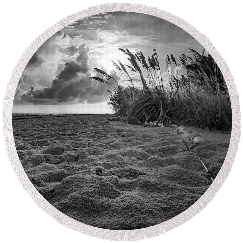 Anna Maria Island Round Beach Towel featuring the photograph Bean Point Morning 3 #1 by ARTtography by David Bruce Kawchak