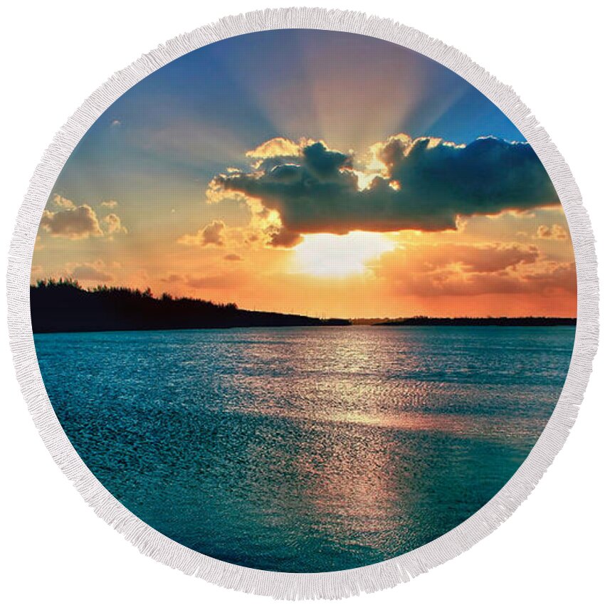 Sunset Round Beach Towel featuring the photograph Behold #2 by Montez Kerr