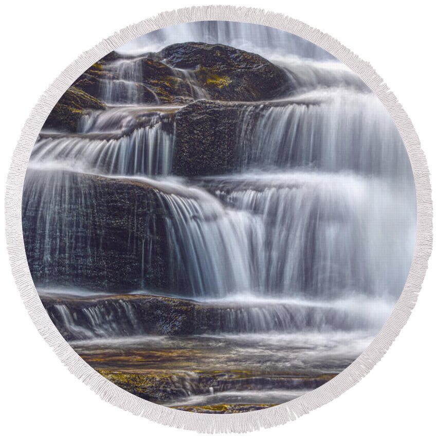 Tennessee Round Beach Towel featuring the photograph Cascading Waterfall #1 by Phil Perkins