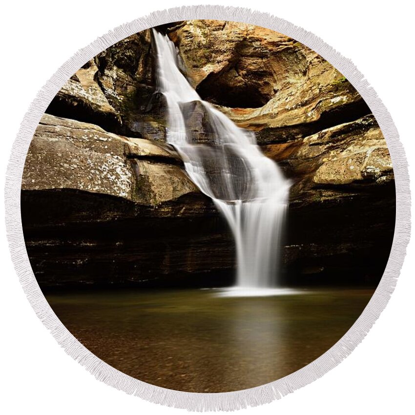 Photography Round Beach Towel featuring the photograph Cedar Falls #2 by Larry Ricker