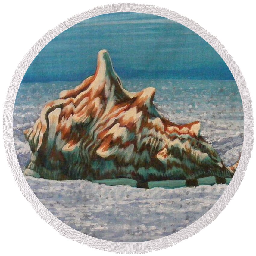 Shell Round Beach Towel featuring the painting Conch #1 by Dan Remmel