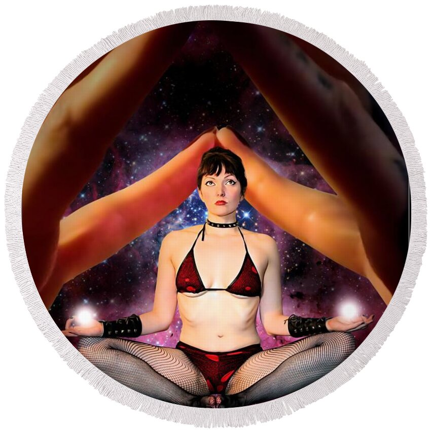 Fantasy Round Beach Towel featuring the photograph Cosmic Balance #2 by Jon Volden