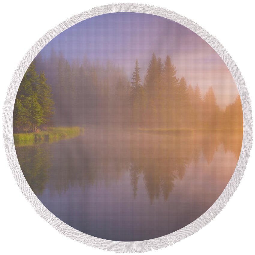 Nature Round Beach Towel featuring the photograph Deep Breath #1 by Darren White