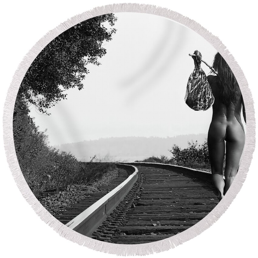 #faatoppicks Round Beach Towel featuring the photograph Derailed #2 by David Naman