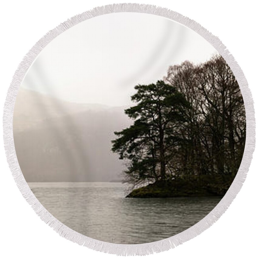 Panorama Round Beach Towel featuring the photograph Derwentwater Lake District #1 by Sonny Ryse