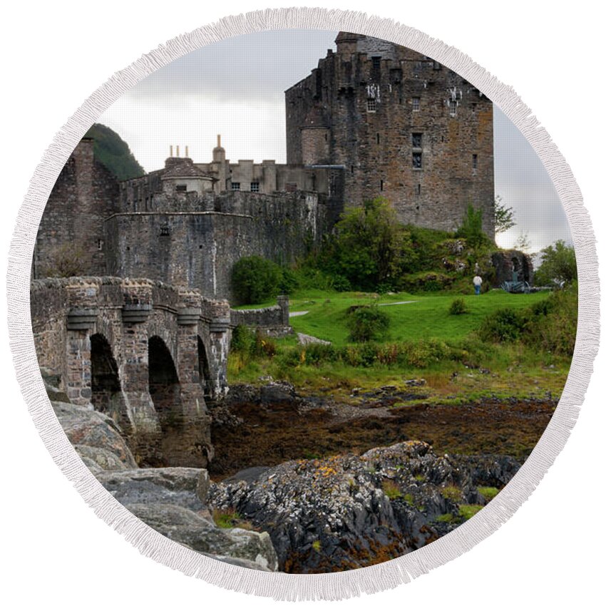 Scotland Round Beach Towel featuring the photograph Eilean Donan Castle in the loch Alsh at the highlands of Scotlan #1 by Michalakis Ppalis