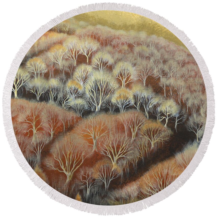  Round Beach Towel featuring the painting Fall Tapestry #1 by Adrienne Dye
