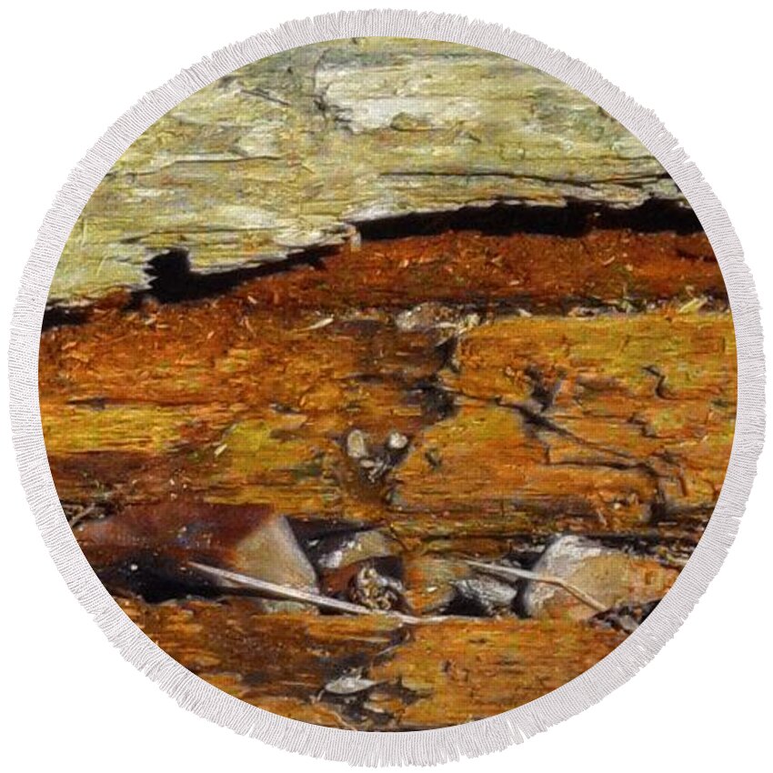 Tree Round Beach Towel featuring the mixed media Fallen Tree by Christopher Reed