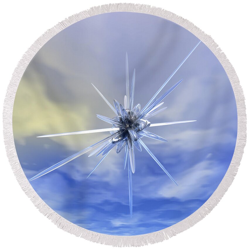 Glass Round Beach Towel featuring the digital art Glass Star #1 by Phil Perkins