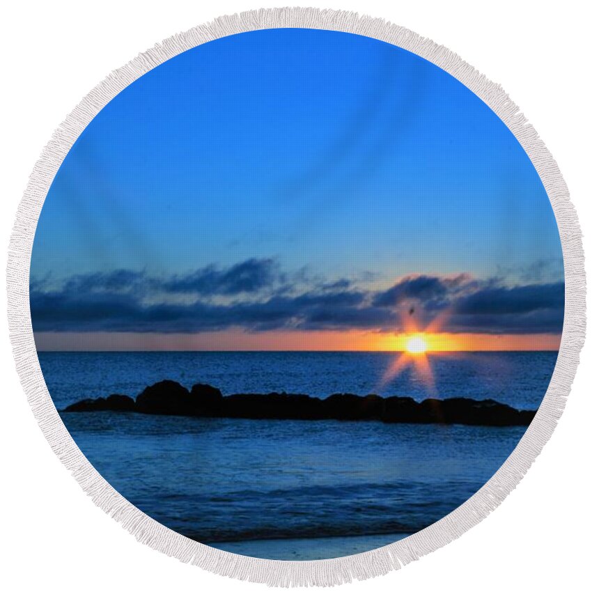  Round Beach Towel featuring the photograph Hampton Va Sunrise by Brad Nellis