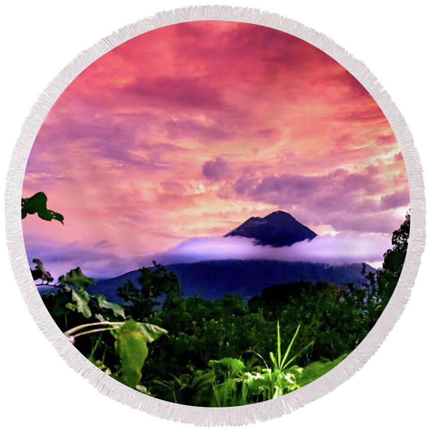 Arenal Volcano Round Beach Towels