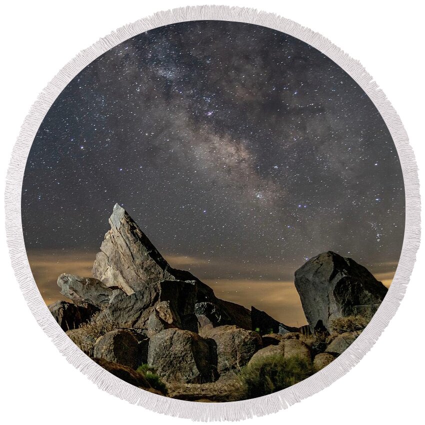 Milkyway Round Beach Towel featuring the photograph It is out there #1 by Daniel Hayes